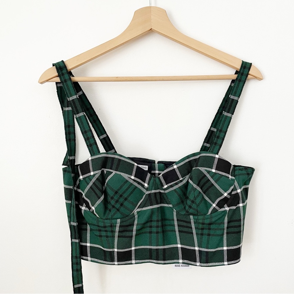 NWT Rosie Assoulin Dark Green
Scottish Plaid Twill Bustier size 10 - Picture 9 of 16